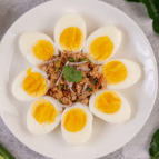 Fresh deviled eggs plated at QuickBite